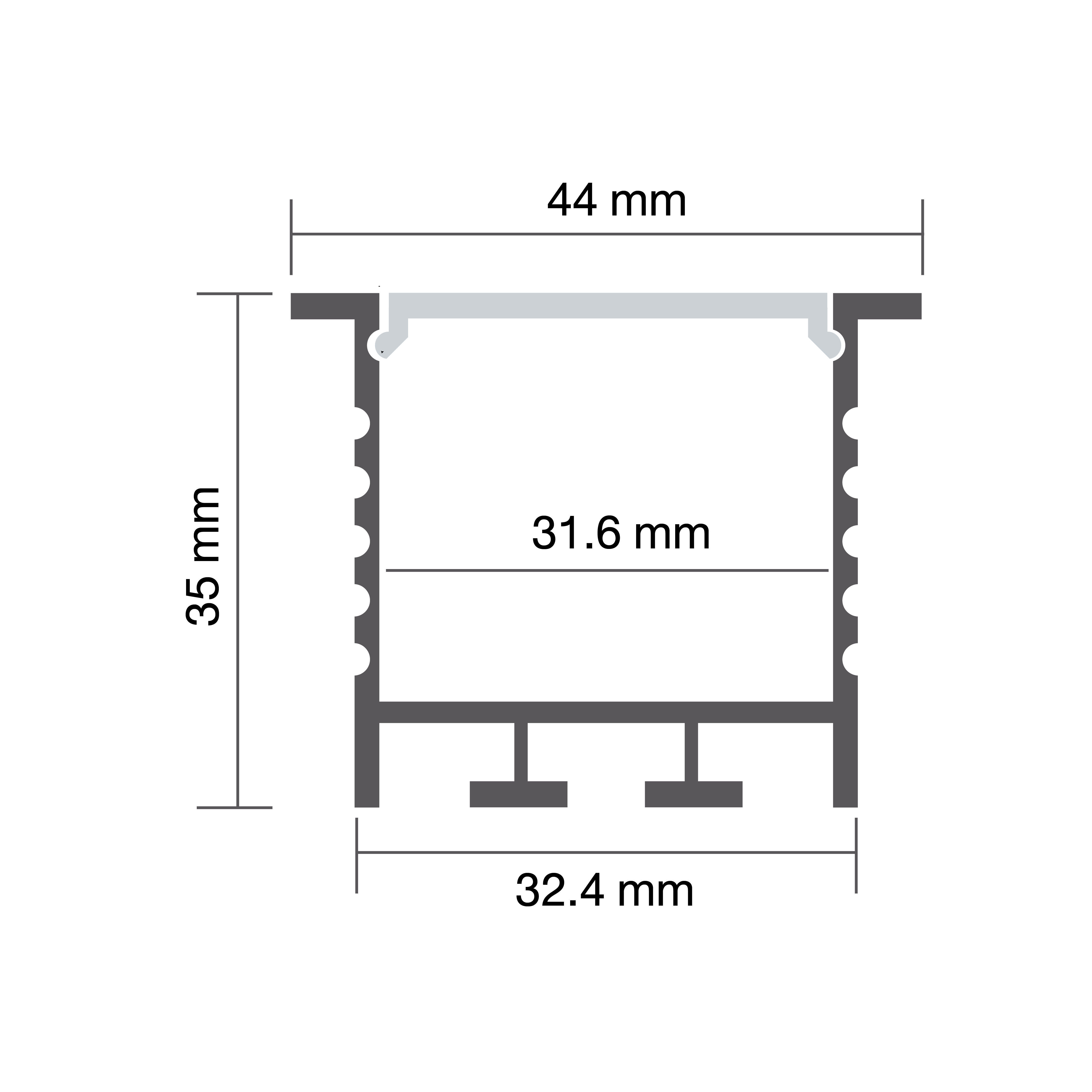 Aluminum Profile PW-CASE-035 – LED aluminum channel profile, view 4 | LAMP & LIGHT - Design forward Decorative lamp , Downlights, pendant lamp , striplights