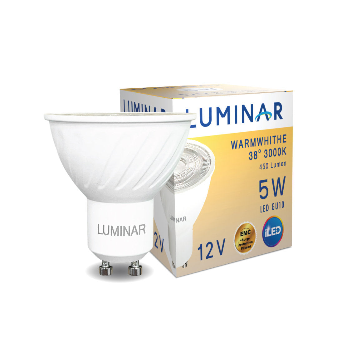 LED GU10 LUMINAR AC/DC12V 5W 3000K 38D