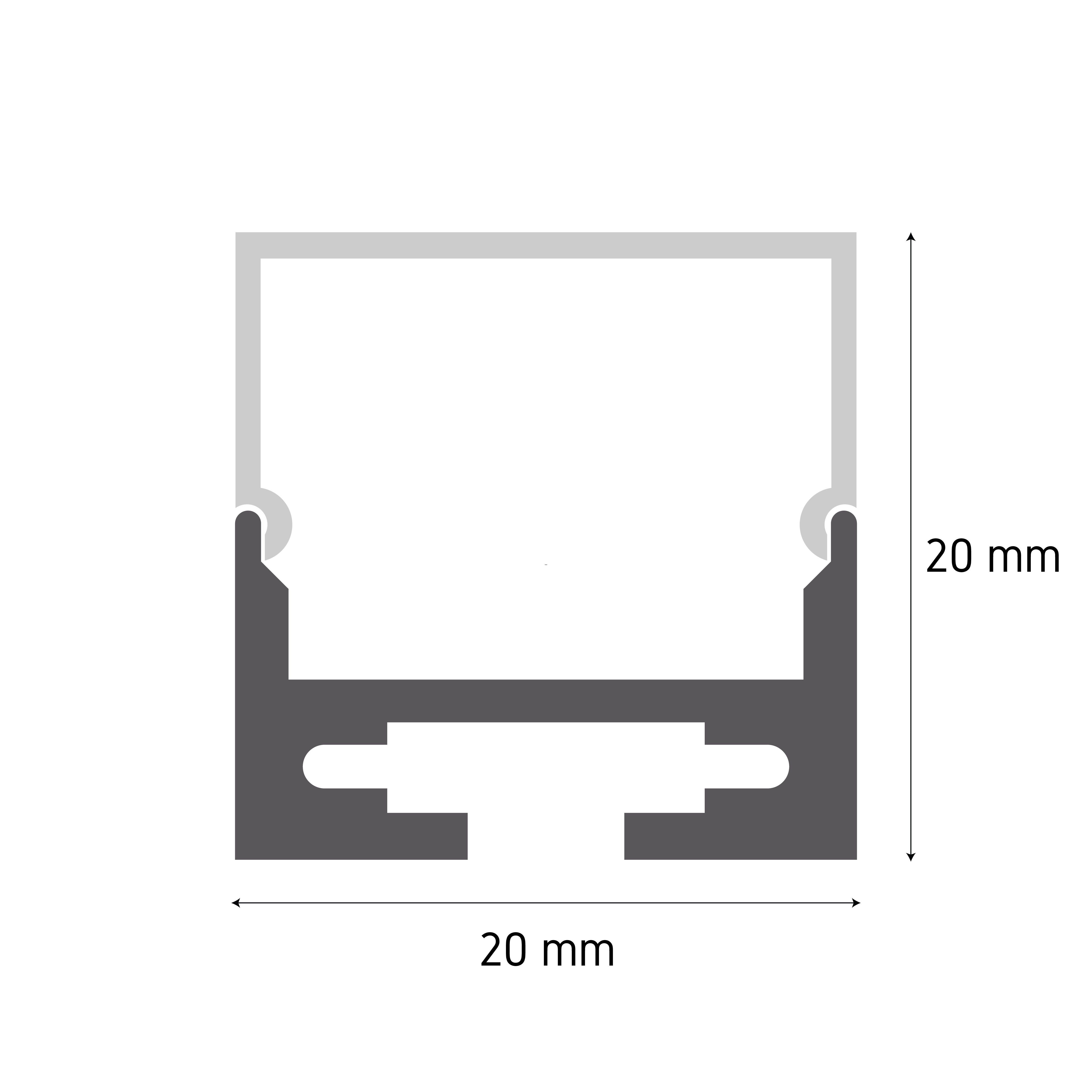 Aluminum Profile PW-CASE-2020 – LED aluminum channel profile, view 3 | LAMP & LIGHT - Design forward Decorative lamp , Downlights, pendant lamp , striplights